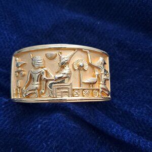 vintage 22k gold-plated Elizabeth Taylor for Avon Egyptian Revival hinged clampe